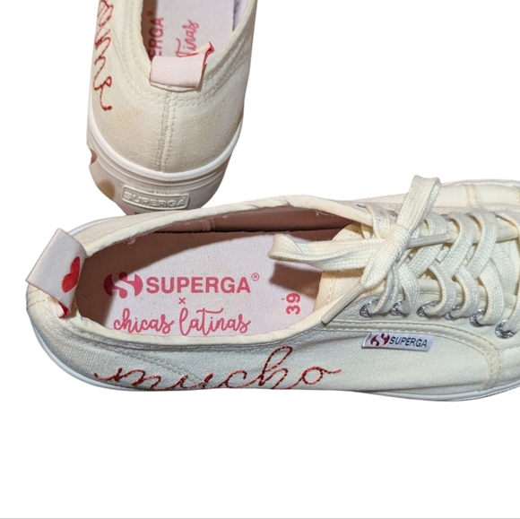Superga x Chicas Latinas Sneakers size 8 Canvas Cotu Platform Preppy Collab - Picture 5 of 10
